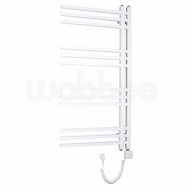 Elektrinis rankšluosčių džiovintuvas WOBBEE FLINT WHITE 50x100cm baltas dešininis su tenu su laidu Elektrinis rankšluosčių džiovintuvas WOBBEE FLINT WHITE 50x100cm baltas dešininis su tenu su laidu