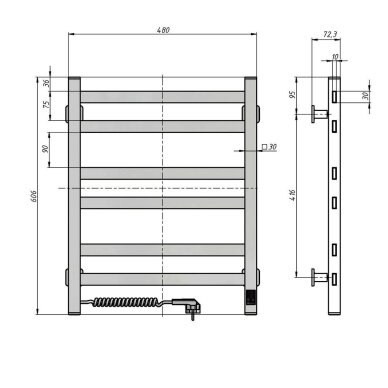 Elektrinis rankšluosčių džiovintuvas Navin Avangard Sensor 480x600, chromo, su laikmačiu, (laidas kairėje) 4 Elektrinis rankšluosčių džiovintuvas Navin Avangard Sensor 480x600, chromo, su laikmačiu, (laidas kairėje) 4
