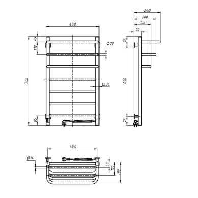 Elektrinis rankšluosčių džiovintuvas Navin Fortis 480x800 Sensor, pasirenkama pusė 6 Elektrinis rankšluosčių džiovintuvas Navin Fortis 480x800 Sensor, pasirenkama pusė 6