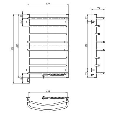 Elektrinis rankšluosčių džiovintuvas Navin Omega 530x800 sensor, dešinė pusė, baltas 4 Elektrinis rankšluosčių džiovintuvas Navin Omega 530x800 sensor, dešinė pusė, baltas 4