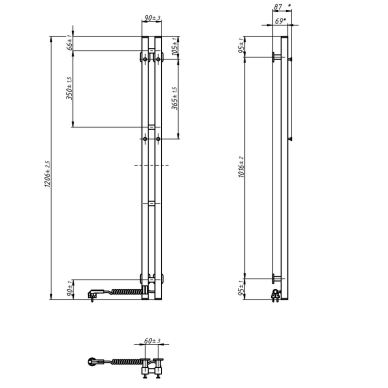 Elektrinis rankšluosčių džiovintuvas Navin Silhouette Quadro 90x1200 Sensor, dešinė, baltas 6