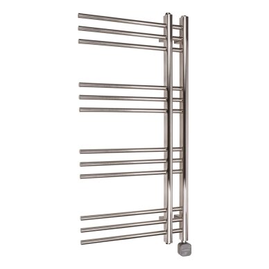 Elektrinis rankšluosčių džiovintuvas WOBBEE GLASTON BRUSHED NICKEL PVD 50x100cm braižyto nikelio spalvos dešininis su tenu paslėptu montavimu