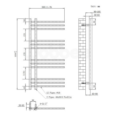 Elektrinis rankšluosčių džiovintuvas WOBBEE GLASTON BRUSHED NICKEL PVD 50x100cm braižyto nikelio spalvos dešininis su tenu paslėptu montavimu 2 Elektrinis rankšluosčių džiovintuvas WOBBEE GLASTON BRUSHED NICKEL PVD 50x100cm braižyto nikelio spalvos dešininis su tenu paslėptu montavimu 2