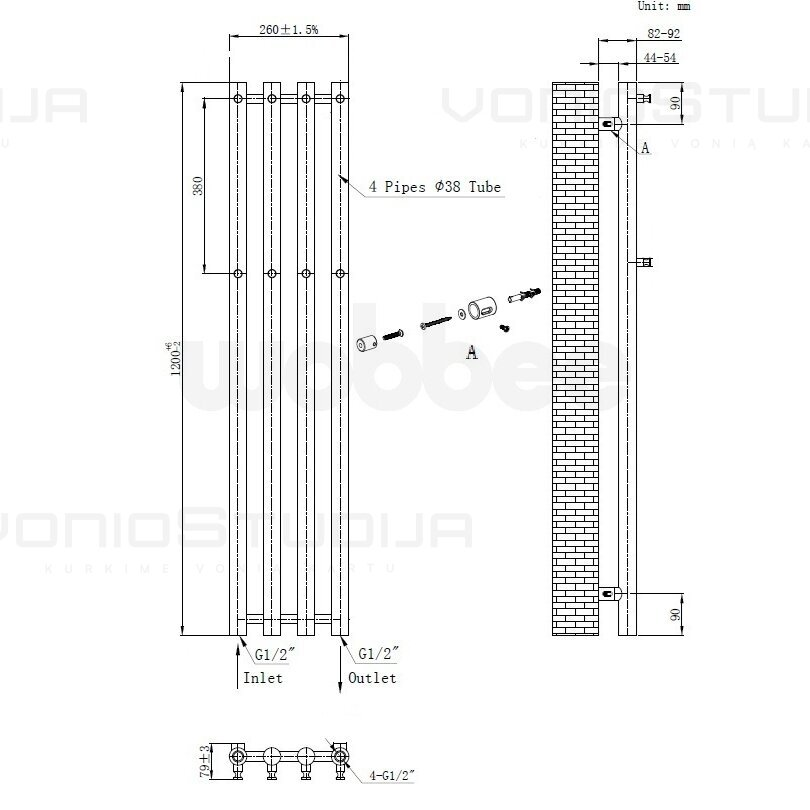 Elektrinis džiovintuvas Wobbee BARNA 26x120cm be laido, dešininis, pvd braižyto aukso spalvos 3 Elektrinis džiovintuvas Wobbee BARNA 26x120cm be laido, dešininis, pvd braižyto aukso spalvos 3
