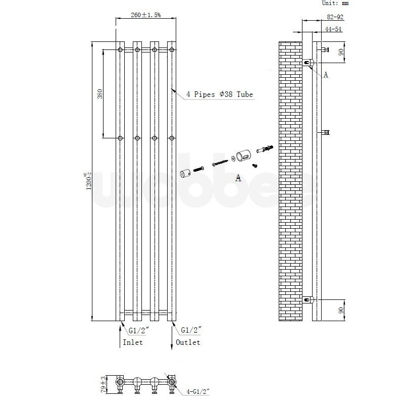 Elektrinis džiovintuvas Wobbee BARNA 26x120cm su laidu kairėje pusėje, juodos matinės spalvos 4 Elektrinis džiovintuvas Wobbee BARNA 26x120cm su laidu kairėje pusėje, juodos matinės spalvos 4