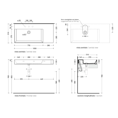 Flaminia AppLight praustuvas 105x51 cm, spalvų pasirinkimas 4