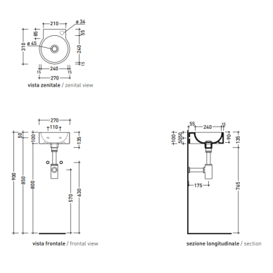 Flaminia Mini Twin 270x270xH100 pakabinamas praustuvas 2