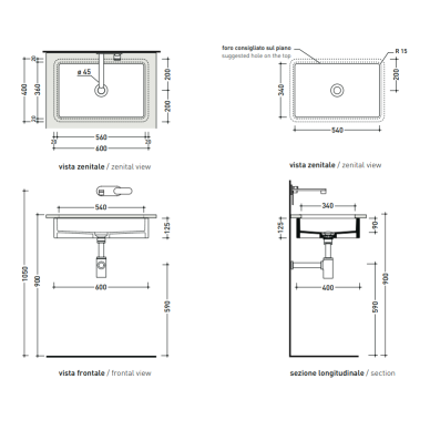 Flaminia Miniwash 550x350xH120 iš apačios montuojamas praustuvas, baltas 2 Flaminia Miniwash 550x350xH120 iš apačios montuojamas praustuvas, baltas 2