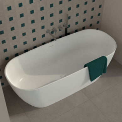 Flaminia Play lieto akmens vonia 170x72 cm, spalvų pasirinkimas