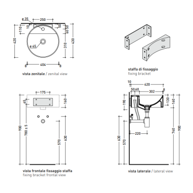 Flaminia Twin Set Slim 420x420xH160 pakabinamas praustuvas, spalvų pasirinkimas 5