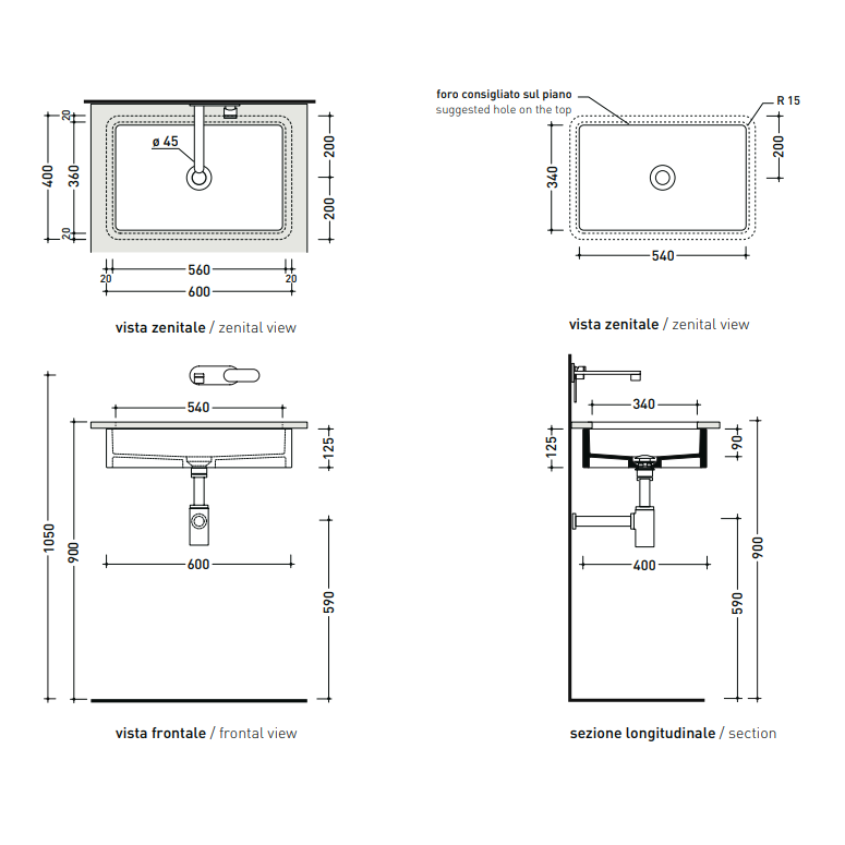 Flaminia Miniwash 550x350xH120 iš apačios montuojamas praustuvas, baltas 2 Flaminia Miniwash 550x350xH120 iš apačios montuojamas praustuvas, baltas 2
