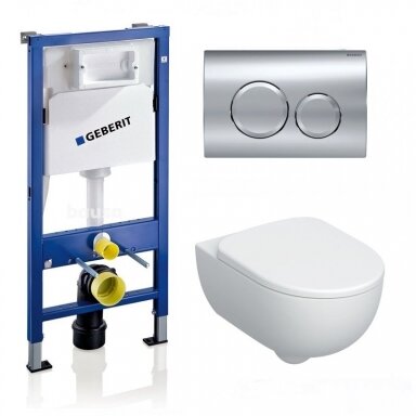 Geberit Duofix Basic potinkinio rėmo komplektas su Delta 20 chromuotu mygtuku ir Selnova Premium pakabinamu wc Geberit Duofix Basic potinkinio rėmo komplektas su Delta 20 chromuotu mygtuku ir Selnova Premium pakabinamu wc