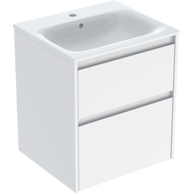 Geberit Selnova Square plonos konstrukcijos baldinio praustuvo rinkinys su apatine spintele, dviejų stalčių, 55cm, pasirenkama spalva