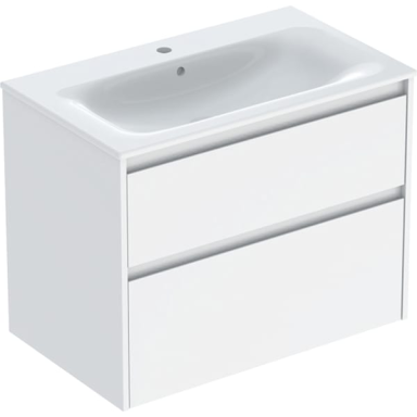 Geberit Selnova Square plonos konstrukcijos baldinio praustuvo rinkinys su apatine spintele, dviejų stalčių, 80cm, pasirenkama spalva