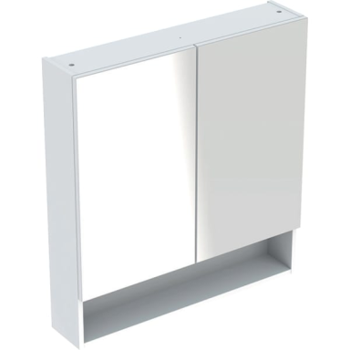 Geberit Selnova Square veidrodinė spintelė su dvejomis durelėmis ir dvejomis stiklinėmis lentynomis, 80x85cm, spalvų pasirinkimas