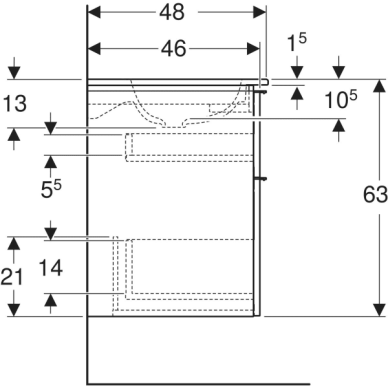 Geberit iCon baldinio praustuvo plonos konstrukcijos rinkinys, su spintele, dviem stalčiais ir praustuvo jungtimi, 120cm, pasirenkama spalva 1 Geberit iCon baldinio praustuvo plonos konstrukcijos rinkinys, su spintele, dviem stalčiais ir praustuvo jungtimi, 120cm, pasirenkama spalva 1
