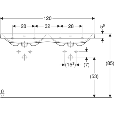 Geberit iCon Light dvigubas praustuvas 120x48cm 2