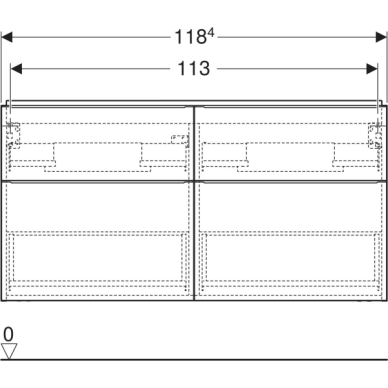 Geberit iCon spintelė dvigubam praustuvui, su keturiais stalčiais 120cm 2