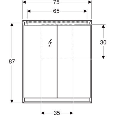 Geberit ONE veidrodinė spintelė su ComfortLight ir dvejomis durelėmis, virštinkinio montavimo, 75x95cm 2