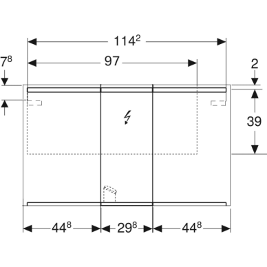 Geberit Option veidrodinė spintelė su apšvietimu ir trejomis durelėmis 120x70cm 2 Geberit Option veidrodinė spintelė su apšvietimu ir trejomis durelėmis 120x70cm 2