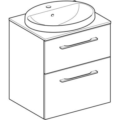 Geberit Selnova Square įleidžiamo praustuvo rinkinys su apatine spintele stalviršiu, dviejų stalčių, 59cm, spalvų pasirinkimas 5