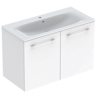 Geberit Selnova Square plonos konstrukcijos baldinio praustuvo rinkinys su apatine spintele, dviejų durų, 100cm, pasirenkama spalva Geberit Selnova Square plonos konstrukcijos baldinio praustuvo rinkinys su apatine spintele, dviejų durų, 100cm, pasirenkama spalva