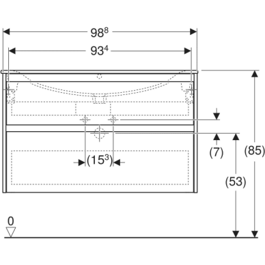 Geberit Selnova Square plonos konstrukcijos baldinio praustuvo rinkinys su apatine spintele, dviejų stalčių, 100cm, pasirenkama spalva 2