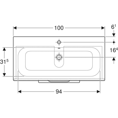 Geberit Selnova Square plonos konstrukcijos baldinio praustuvo rinkinys su apatine spintele, dviejų stalčių, 100cm, spalvų pasirinkimas 3 Geberit Selnova Square plonos konstrukcijos baldinio praustuvo rinkinys su apatine spintele, dviejų stalčių, 100cm, spalvų pasirinkimas 3
