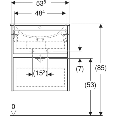 Geberit Selnova Square plonos konstrukcijos baldinio praustuvo rinkinys su apatine spintele, dviejų stalčių, 55cm, pasirenkama spalva 2 Geberit Selnova Square plonos konstrukcijos baldinio praustuvo rinkinys su apatine spintele, dviejų stalčių, 55cm, pasirenkama spalva 2