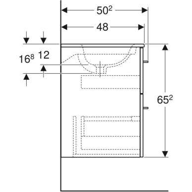 Geberit Selnova Square plonos konstrukcijos baldinio praustuvo rinkinys su apatine spintele, dviejų stalčių, 55cm, spalvų pasirinkimas 1 Geberit Selnova Square plonos konstrukcijos baldinio praustuvo rinkinys su apatine spintele, dviejų stalčių, 55cm, spalvų pasirinkimas 1