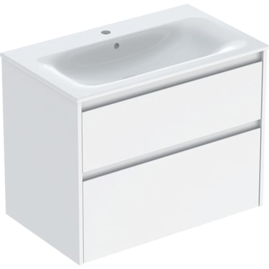 Geberit Selnova Square plonos konstrukcijos baldinio praustuvo rinkinys su apatine spintele, dviejų stalčių, 80cm, pasirenkama spalva Geberit Selnova Square plonos konstrukcijos baldinio praustuvo rinkinys su apatine spintele, dviejų stalčių, 80cm, pasirenkama spalva