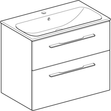 Geberit Selnova Square plonos konstrukcijos baldinio praustuvo rinkinys su apatine spintele, dviejų stalčių, 80cm, spalvų pasirinkimas 4