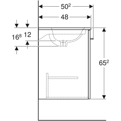 Geberit Selnova Square plonos konstrukcijos baldinis praustuvas, su apatine spintele, vienos durys, 55cm, pasirenkama spalva 1