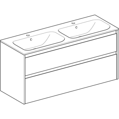 Geberit Selnova Square plonos konstrukcijos dvigubo baldinio praustuvo rinkinys su apatine spintele, dviejų stalčių, 130cm, pasirenkama spalva 4 Geberit Selnova Square plonos konstrukcijos dvigubo baldinio praustuvo rinkinys su apatine spintele, dviejų stalčių, 130cm, pasirenkama spalva 4