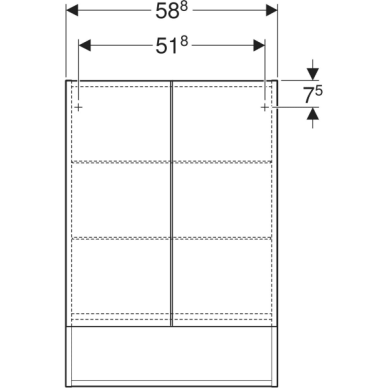 Geberit Selnova Square veidrodinė spintelė su dvejomis durelėmis ir dvejomis stiklinėmis lentynomis, 60x85cm, spalvų pasirinkimas 3 Geberit Selnova Square veidrodinė spintelė su dvejomis durelėmis ir dvejomis stiklinėmis lentynomis, 60x85cm, spalvų pasirinkimas 3