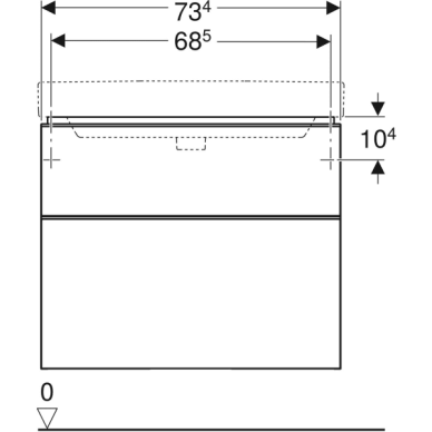 Geberit Smyle spintelė praustuvui, stačiakampio formos, su dviem stalčiais, 75cm plotis 2