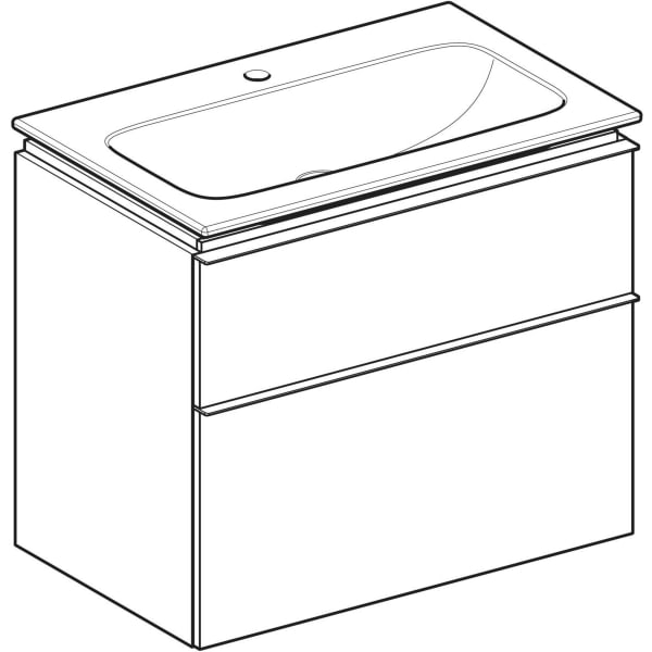 Geberit iCon baldinio praustuvo plonos konstrukcijos rinkinys, su spintele, dviem stalčiais ir praustuvo jungtimi 75cm, pasirenkama spalva 4