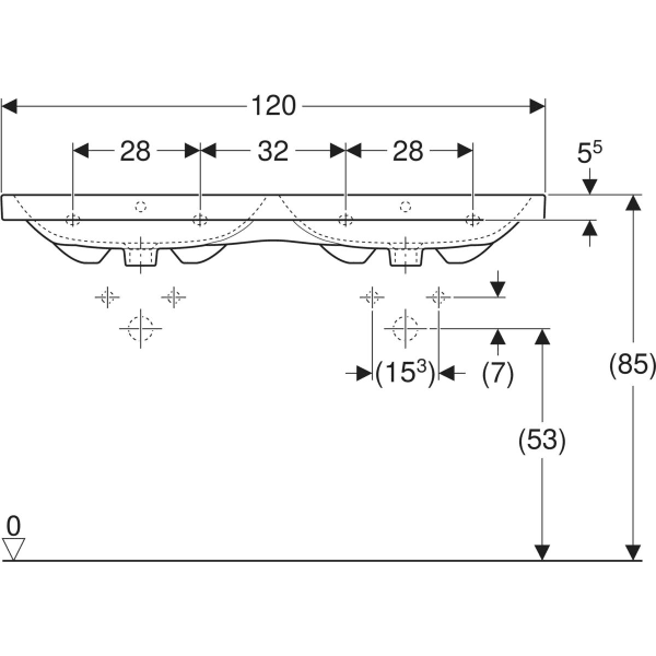 Geberit iCon Light dvigubas praustuvas 120x48cm 2 Geberit iCon Light dvigubas praustuvas 120x48cm 2