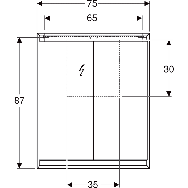 Geberit ONE veidrodinė spintelė su ComfortLight ir dvejomis durelėmis, virštinkinio montavimo, 75x95cm 2