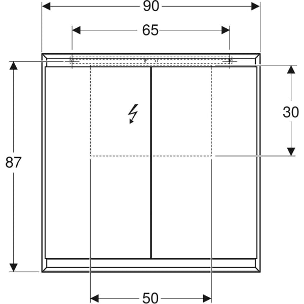 Geberit ONE veidrodinė spintelė su ComfortLight ir dvejomis durelėmis, virštinkinio montavimo, 90x95cm 2