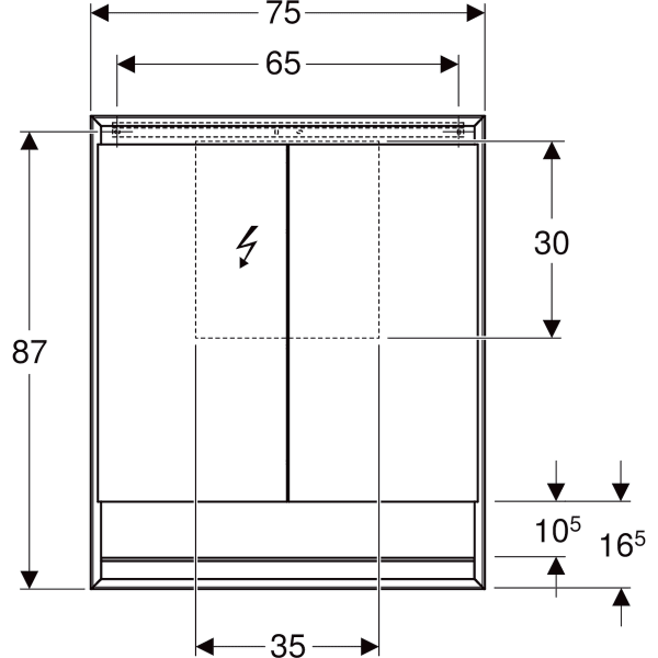 Geberit ONE veidrodinė spintelė su niša ir ComfortLight, su dvejomis durelėmis, virštinkinio montavimo, 75x90cm 2 Geberit ONE veidrodinė spintelė su niša ir ComfortLight, su dvejomis durelėmis, virštinkinio montavimo, 75x90cm 2