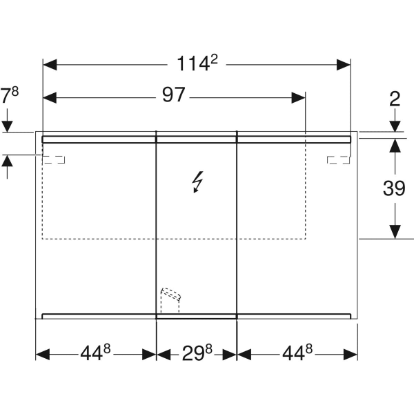 Geberit Option veidrodinė spintelė su apšvietimu ir trejomis durelėmis 120x70cm 2 Geberit Option veidrodinė spintelė su apšvietimu ir trejomis durelėmis 120x70cm 2