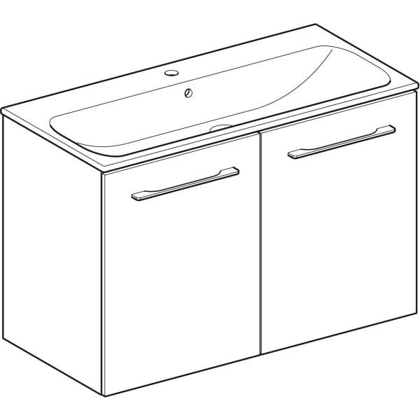 Geberit Selnova Square plonos konstrukcijos baldinio praustuvo rinkinys su apatine spintele, dviejų durų, 100cm, pasirenkama spalva 4 Geberit Selnova Square plonos konstrukcijos baldinio praustuvo rinkinys su apatine spintele, dviejų durų, 100cm, pasirenkama spalva 4