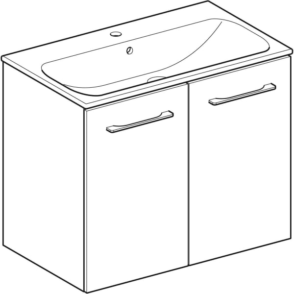 Geberit Selnova Square plonos konstrukcijos baldinio praustuvo rinkinys su apatine spintele, dviejų durų, 80cm, pasirenkama spalva 4 Geberit Selnova Square plonos konstrukcijos baldinio praustuvo rinkinys su apatine spintele, dviejų durų, 80cm, pasirenkama spalva 4