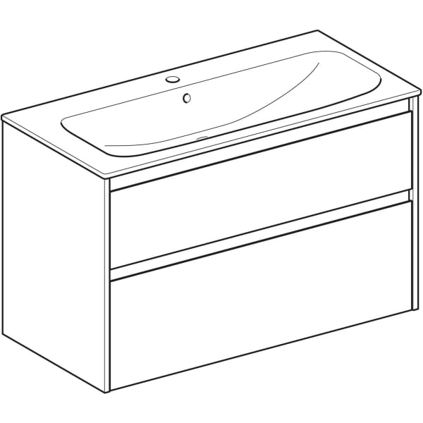 Geberit Selnova Square plonos konstrukcijos baldinio praustuvo rinkinys su apatine spintele, dviejų stalčių, 100cm, pasirenkama spalva 4 Geberit Selnova Square plonos konstrukcijos baldinio praustuvo rinkinys su apatine spintele, dviejų stalčių, 100cm, pasirenkama spalva 4