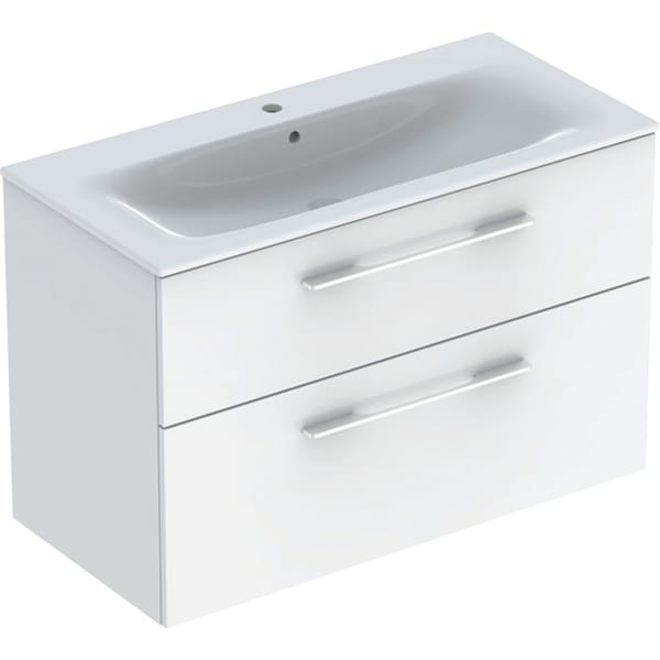 Geberit Selnova Square plonos konstrukcijos baldinio praustuvo rinkinys su apatine spintele, dviejų stalčių, 100cm, spalvų pasirinkimas Geberit Selnova Square plonos konstrukcijos baldinio praustuvo rinkinys su apatine spintele, dviejų stalčių, 100cm, spalvų pasirinkimas