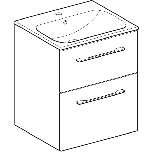 Geberit Selnova Square plonos konstrukcijos baldinio praustuvo rinkinys su apatine spintele, dviejų stalčių, 55cm, spalvų pasirinkimas 4 Geberit Selnova Square plonos konstrukcijos baldinio praustuvo rinkinys su apatine spintele, dviejų stalčių, 55cm, spalvų pasirinkimas 4