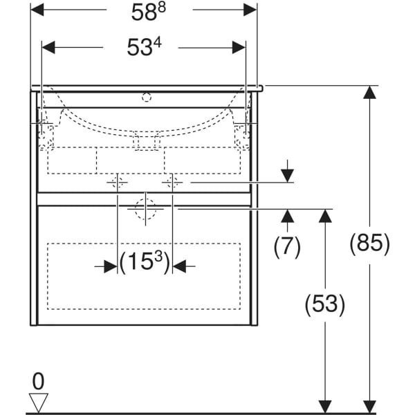 Geberit Selnova Square plonos konstrukcijos baldinio praustuvo rinkinys su apatine spintele, dviejų stalčių, 60cm, pasirenkama spalva 2 Geberit Selnova Square plonos konstrukcijos baldinio praustuvo rinkinys su apatine spintele, dviejų stalčių, 60cm, pasirenkama spalva 2