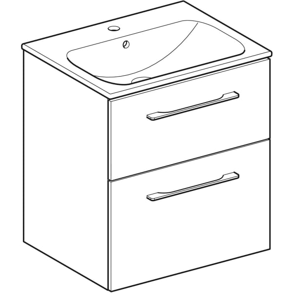 Geberit Selnova Square plonos konstrukcijos baldinio praustuvo rinkinys su apatine spintele, dviejų stalčių, 60cm, spalvų pasirinkimas 4 Geberit Selnova Square plonos konstrukcijos baldinio praustuvo rinkinys su apatine spintele, dviejų stalčių, 60cm, spalvų pasirinkimas 4