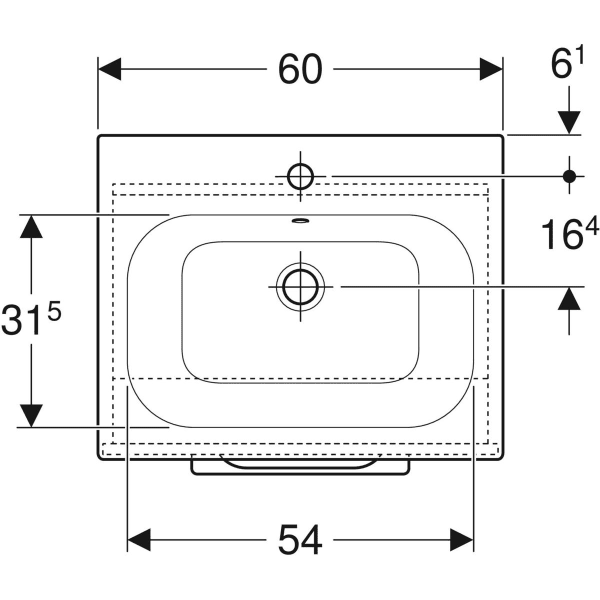 Geberit Selnova Square plonos konstrukcijos baldinis praustuvas, su apatine spintele, vienos durys, 60cm, pasirenkama spalva 3